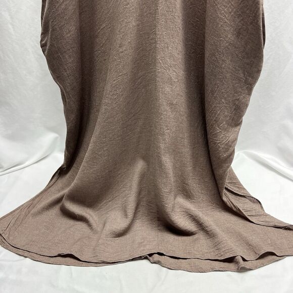 Neuflora Women's Linen Blend Midi Dress Size Small Taupe V Neck Pockets - Picture 3 of 12